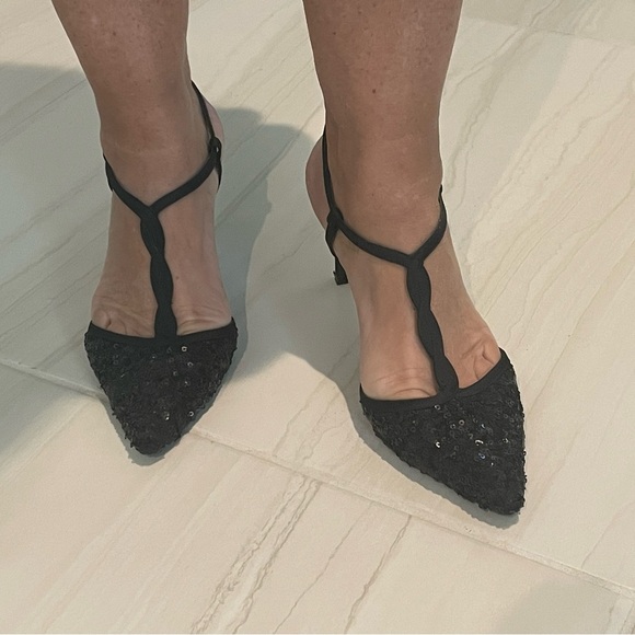 Adrianna Pappel, Black Sequin Stiletto Heels - Picture 4 of 5